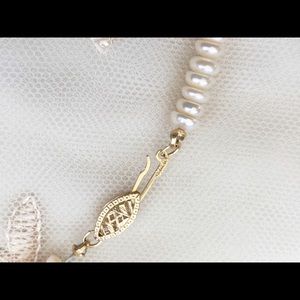 14k Gold Clasp Genuine Cultured Pearl Necklace